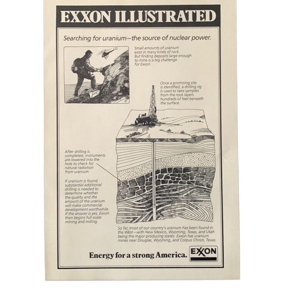 Vintage 1978 Exxon Oil Illustrated Energy for a Strong America Ad Advertisment